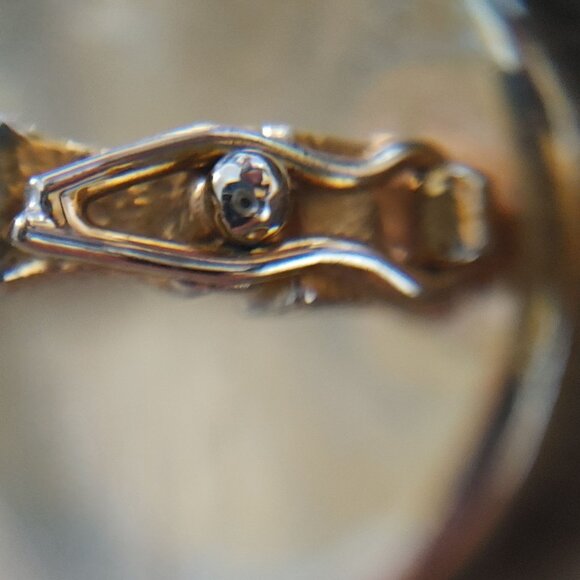 Oval Mother Pearl Scarf Clip Pony Tail  Hair Cover Vintage Secure Hinge Closure - Picture 7 of 16